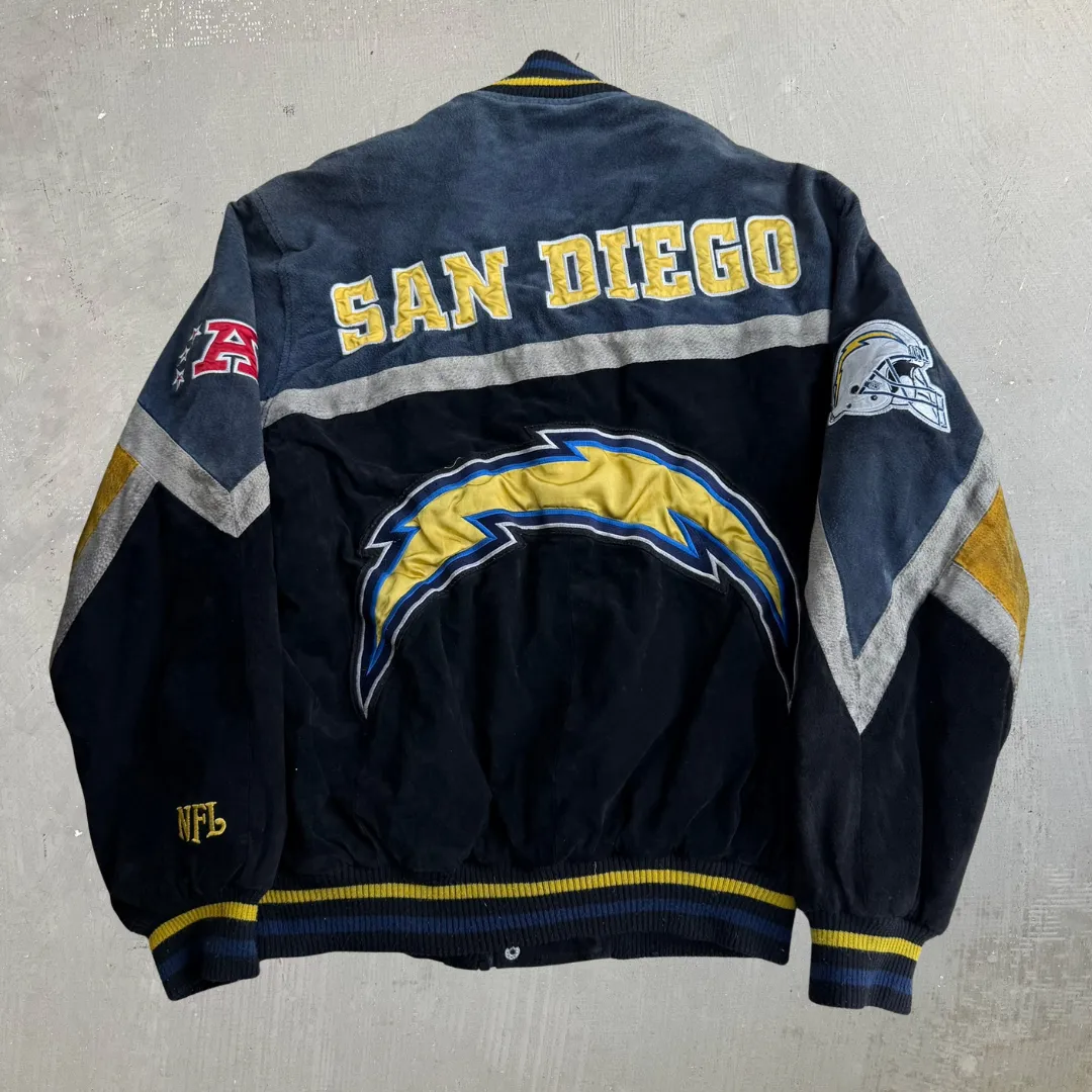 J- Vintage San Diego Chargers NFL Embroidered Logo Zip Up Suede Jacket - M sold by HG Vintage product image thumbnail 4