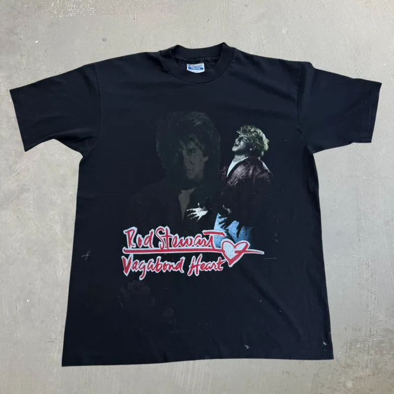 J- Vintage '91 Rod Stewart Vagabond Heart Tour Picture Made In USA Single Stitch Tee - L made by HG Vintage