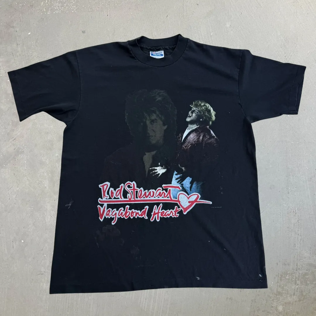 J- Vintage '91 Rod Stewart Vagabond Heart Tour Picture Made In USA Single Stitch Tee - L sold by HG Vintage