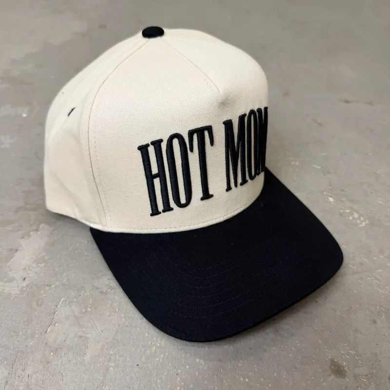 K- Black Hot Mom Embroidered Snapback Hat - 35 made by HG Vintage