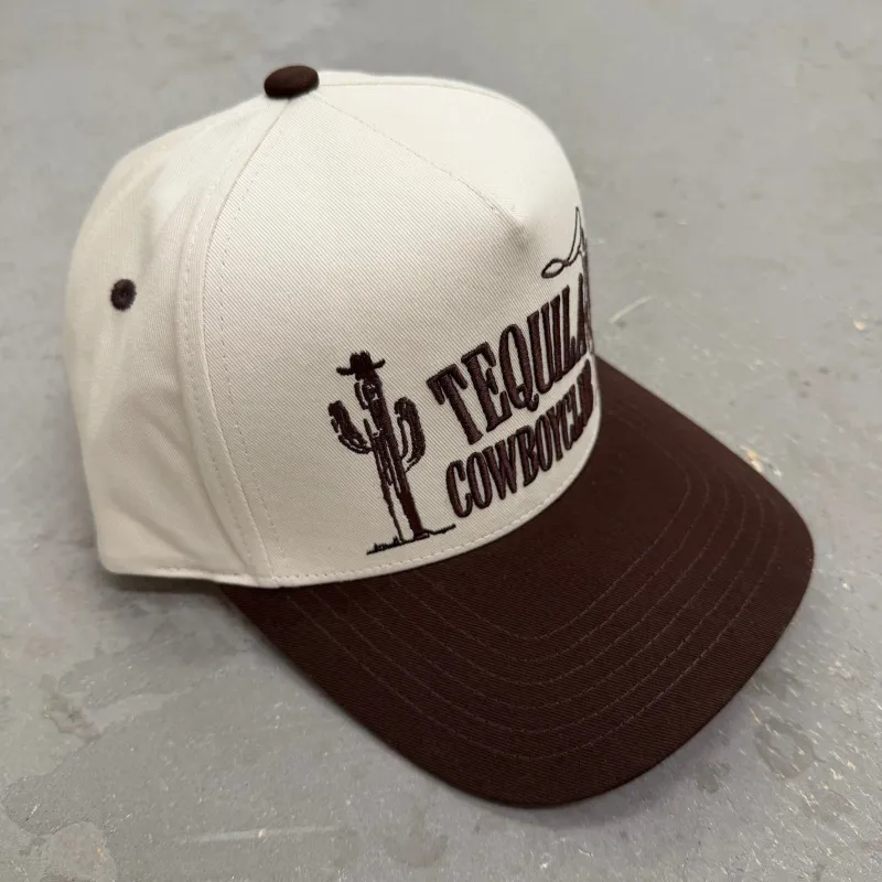 K- Brown Tequila Cowboy Club Embroidered Snapback Hat - 35 made by HG Vintage