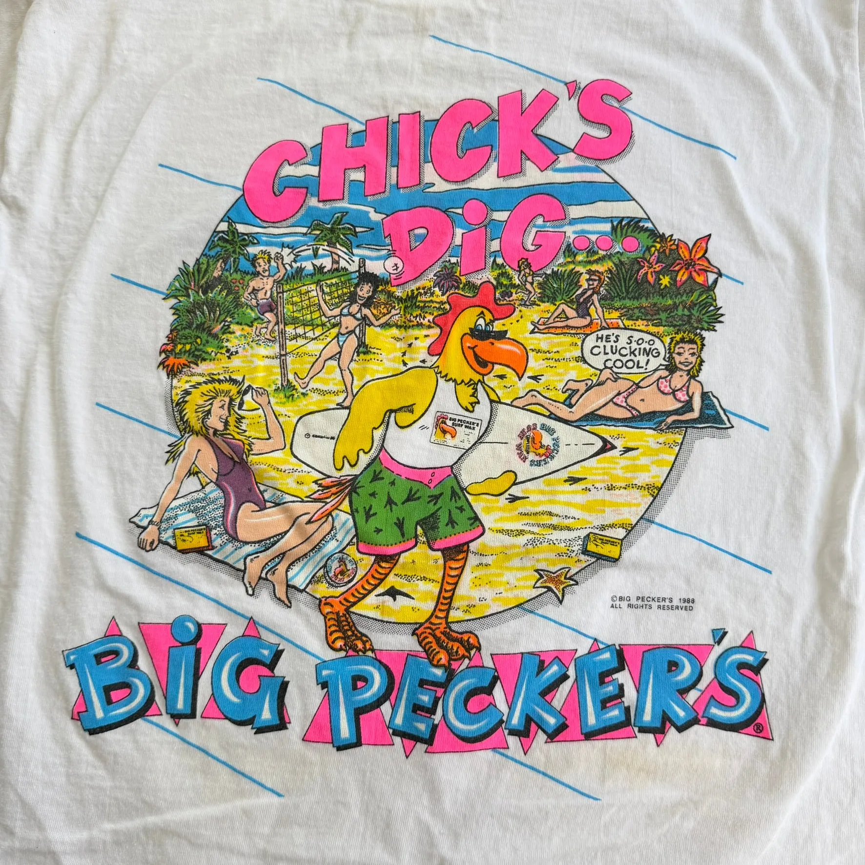 J- Vintage '88 Big Pecker Bar & Grill Graphic Made In USA Single Stitch Tee - L sold by HG Vintage product image thumbnail 4