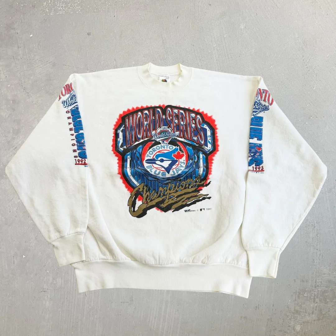 J- Vintage '93 Toronto Blue Jays MLB B2B World Series Champions Graphic Crewneck - XL sold by HG Vintage