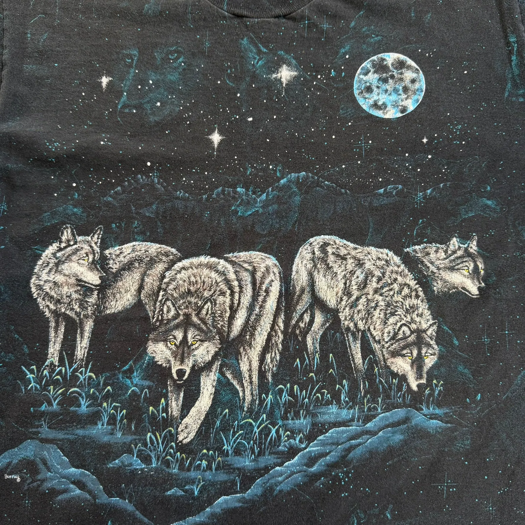 J- Vintage Wolf Pack & Moon All Over Print Graphic Single Stitch Tee - L sold by HG Vintage product image thumbnail 2