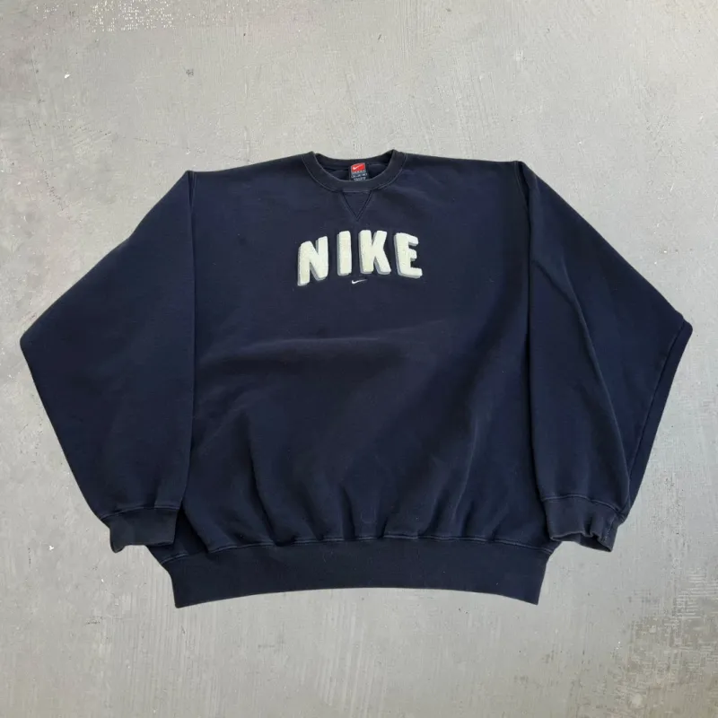 J- Vintage Nike Team Chenille Embroidered Text Crewneck - XL made by HG Vintage