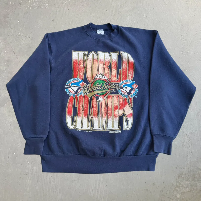 J- Vintage '92 Toronto Blue Jays MLB World Series Champions Crewneck - XL made by HG Vintage