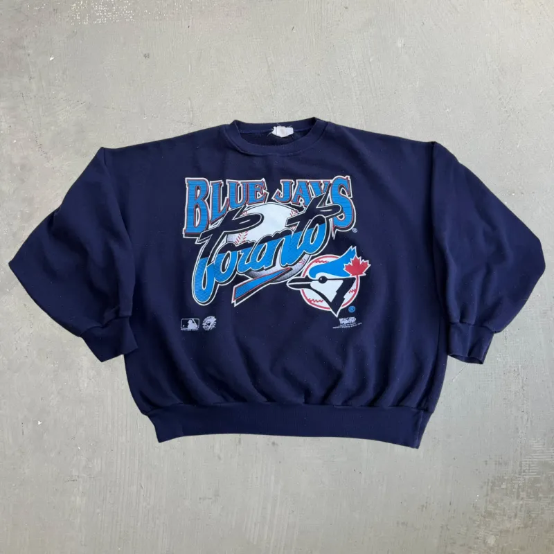 J- Vintage '93 Toronto Blue Jays MLB Text & Graphic Crewneck - XL made by HG Vintage