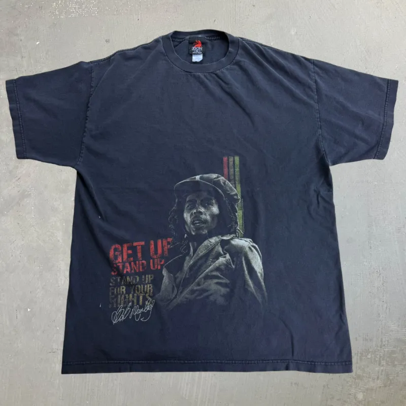 J- Vintage '03 Zion Bob Marley Get Up Stand Up Text & Graphic Tee - XL made by HG Vintage