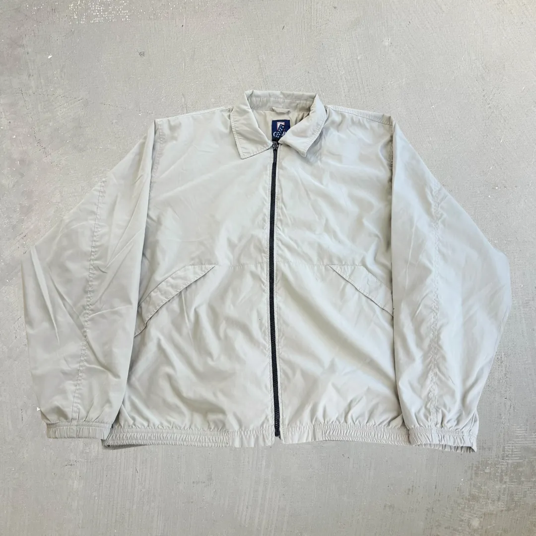 J- Vintage Ralph Lauren Chaps Embroidered Logo Bomber Style Beige Zip Up Jacket - XL sold by HG Vintage