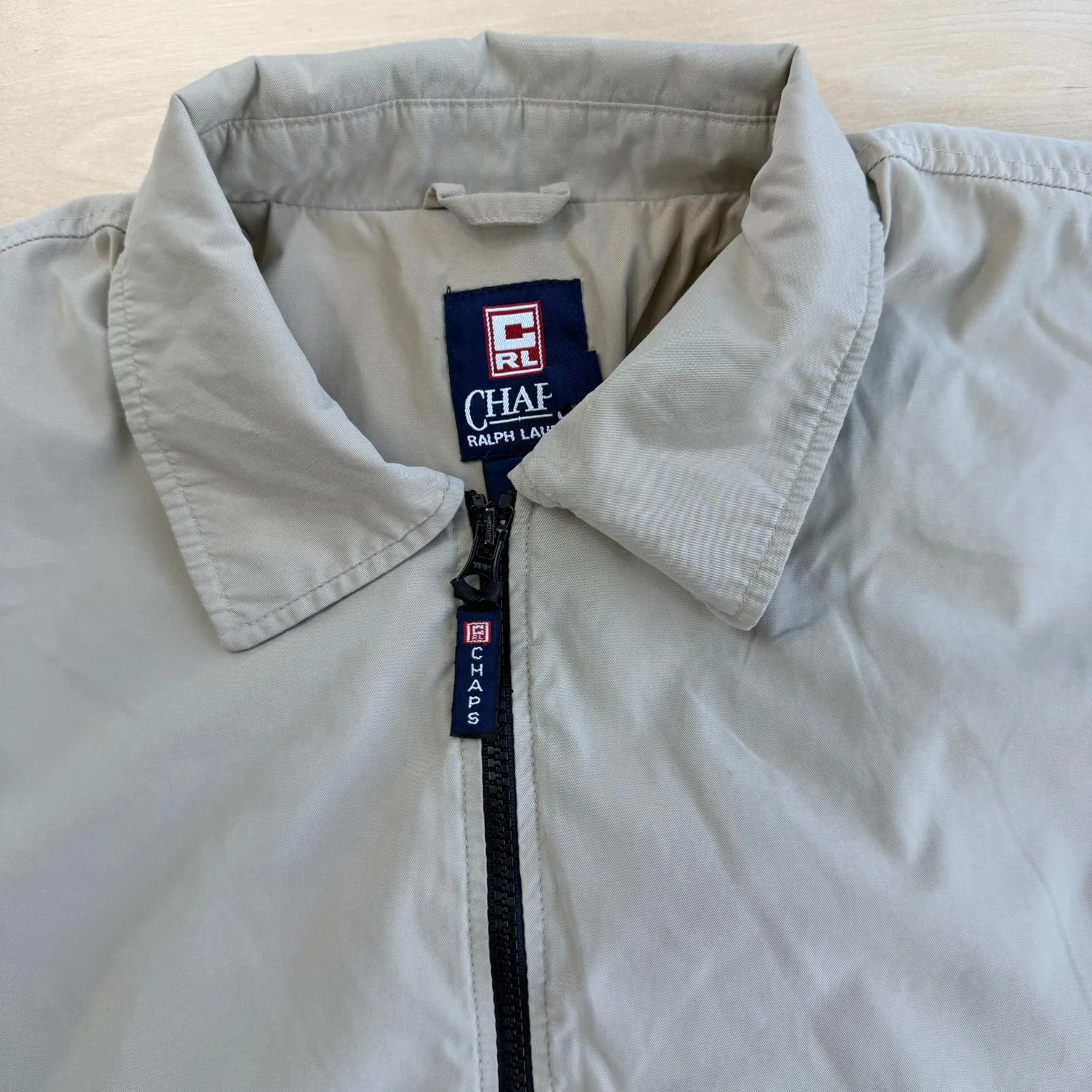 J- Vintage Ralph Lauren Chaps Embroidered Logo Bomber Style Beige Zip Up Jacket - XL sold by HG Vintage product image thumbnail 2