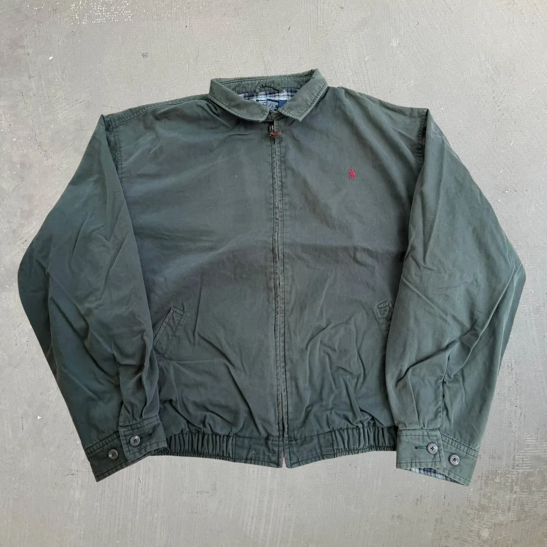 J- Vintage Polo RL Embroidered Logo Bomber Style Green Zip Up Jacket - XL sold by HG Vintage