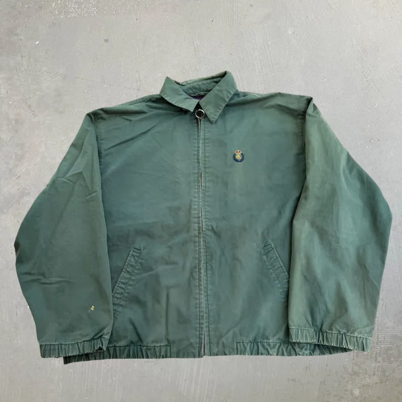 J- Vintage Ralph Lauren Chaps Embroidered Logo Bomber Style Green Zip Up Jacket - XL made by HG Vintage