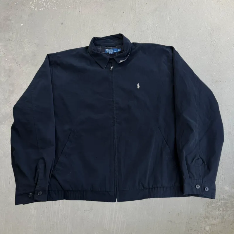 J- Vintage Polo RL Embroidered Logo Bomber Style Black Zip Up Jacket - XL made by HG Vintage