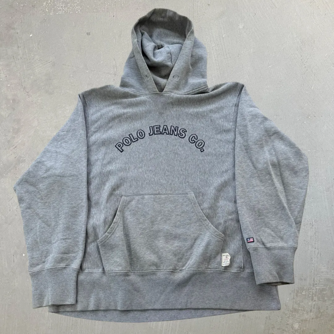 J- Vintage Polo Jeans RL Embroidered Text Hoodie - L sold by HG Vintage