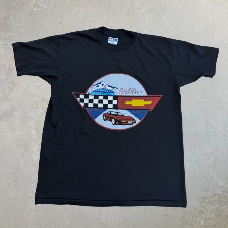 J- Vintage Tacoma Corvette Graphic Made In USA Single Stitch Tee - L made by HG Vintage