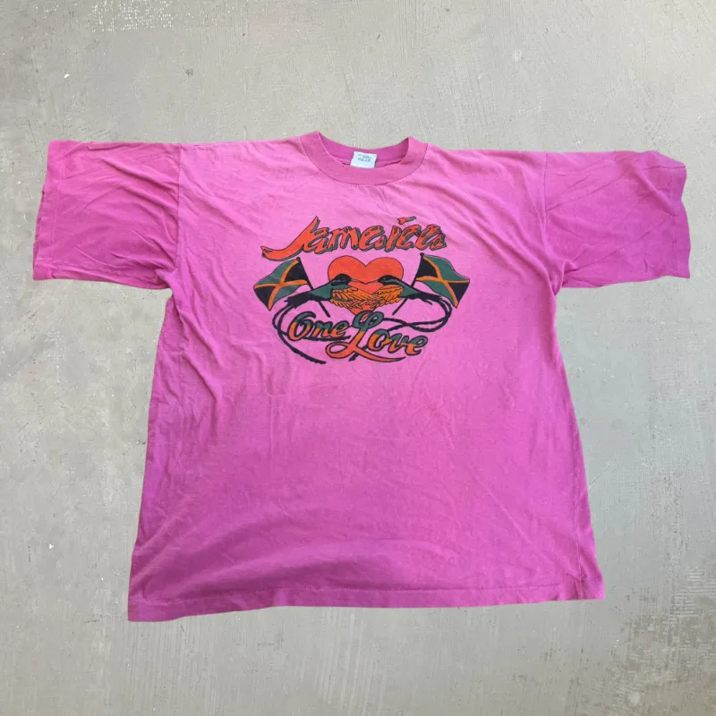 J- Vintage Jamaica One Love Graphic Single Stitch Tee - 50 (fits XL) made by HG Vintage