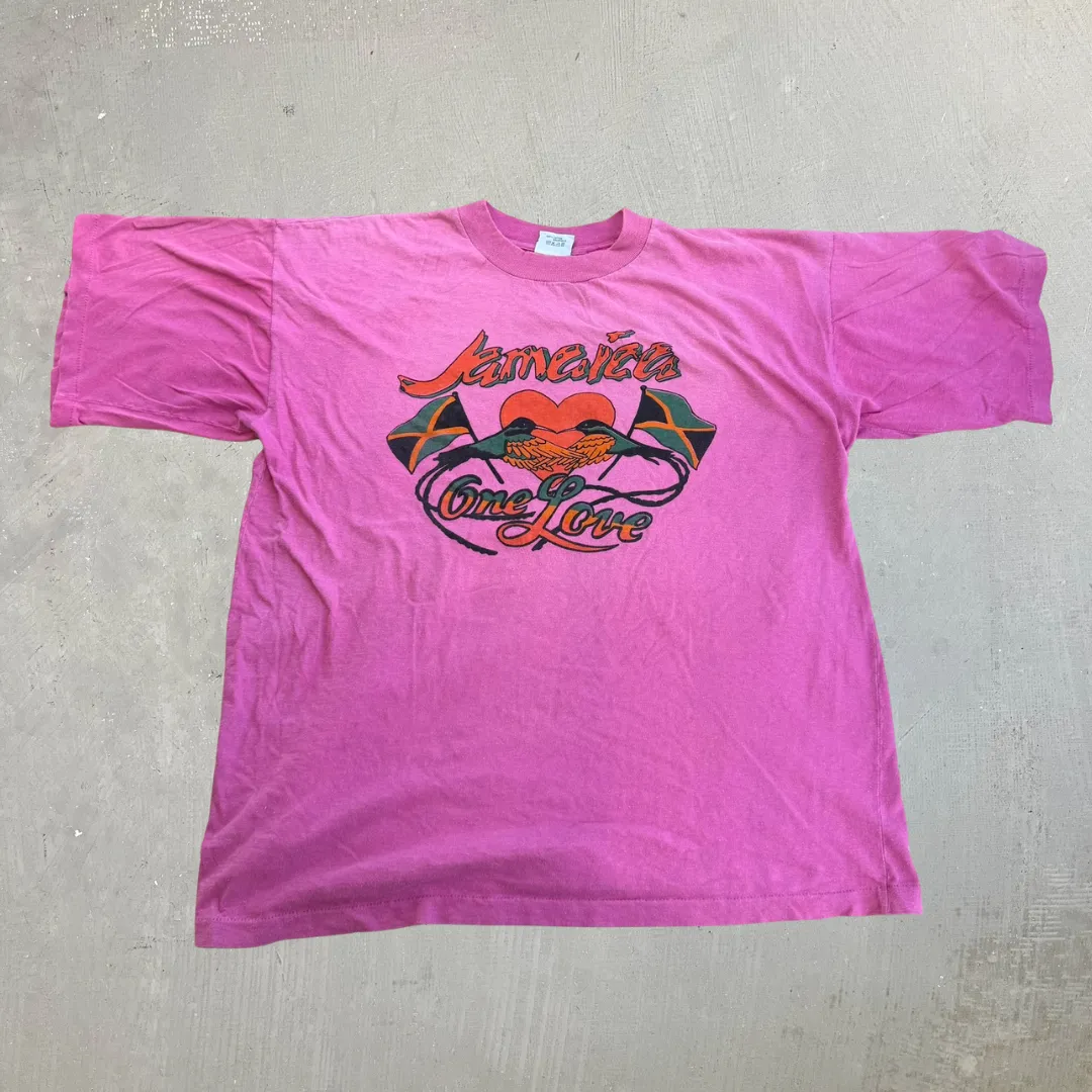 J- Vintage Jamaica One Love Graphic Single Stitch Tee - 50 (fits XL) sold by HG Vintage