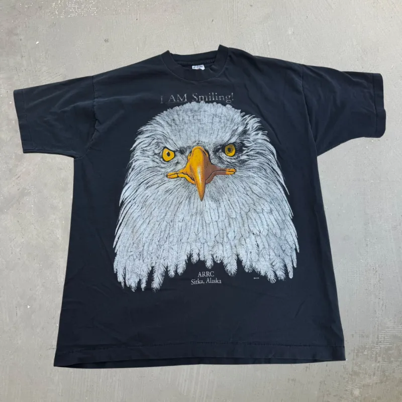 J- Vintage Sitka Alaska I Am Smiling Eagle Graphic Single Stitch Tee - XL made by HG Vintage