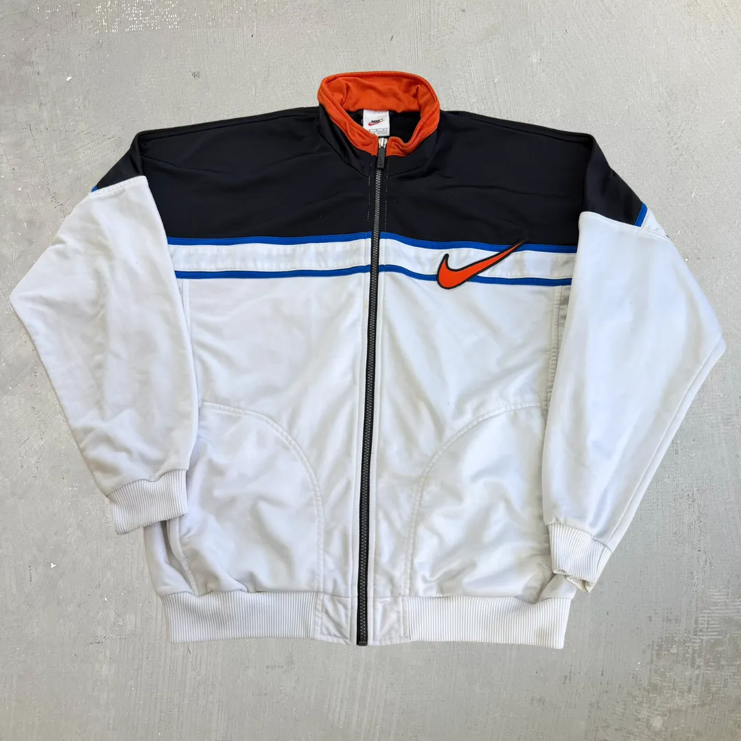 J- Vintage 90s Nike Embroidered Big Swoosh Zip Up Track Jacket - M sold by HG Vintage