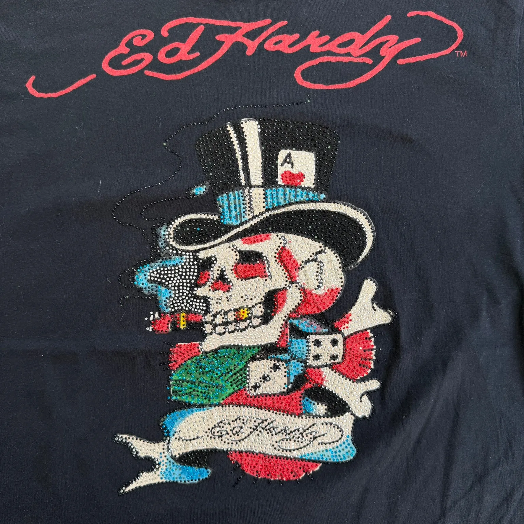 J- Vintage Ed Hardy Rhinestone Skeleton & Dices Graphic Tee - XL sold by HG Vintage product image thumbnail 2