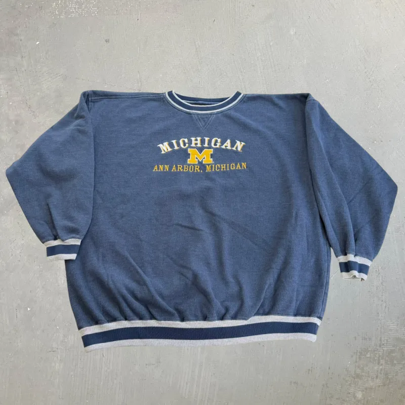J- Vintage University Of Michigan Ann Arbor Embroidered Logo Crewneck - 2XL made by HG Vintage