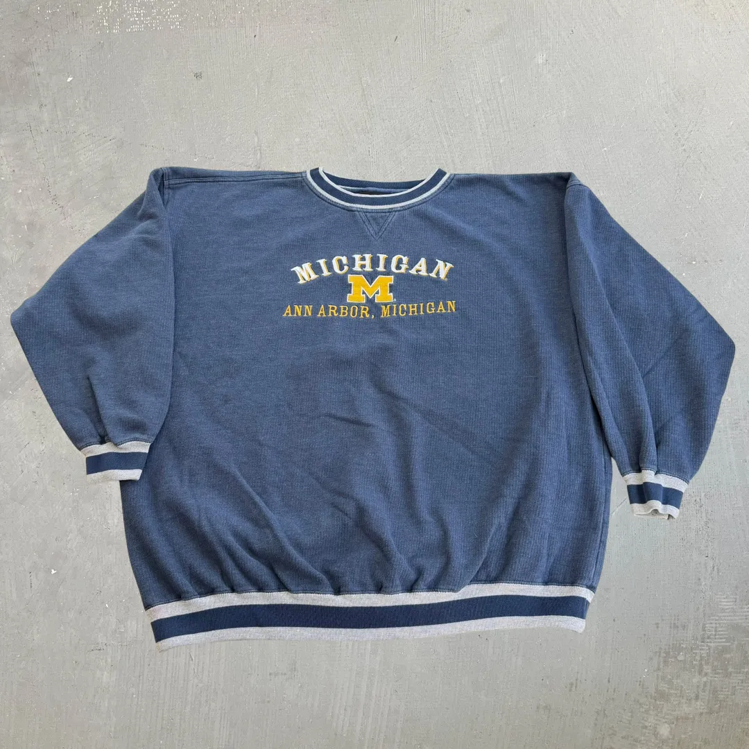 J- Vintage University Of Michigan Ann Arbor Embroidered Logo Crewneck - 2XL sold by HG Vintage