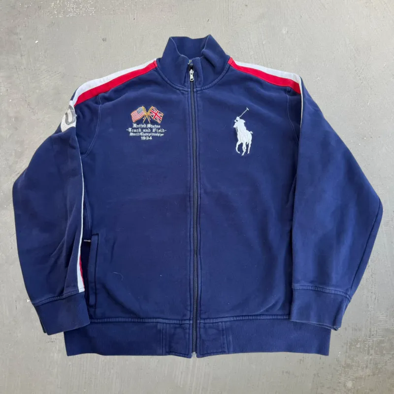 J- Vintage Polo RL USA Track & Field Championship Zip Up Track Jacket - XL made by HG Vintage