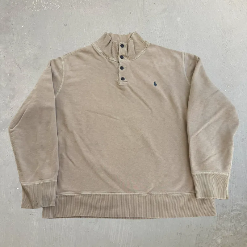 J- Vintage Polo RL Embroidered Henley Crewneck - 2XL made by HG Vintage