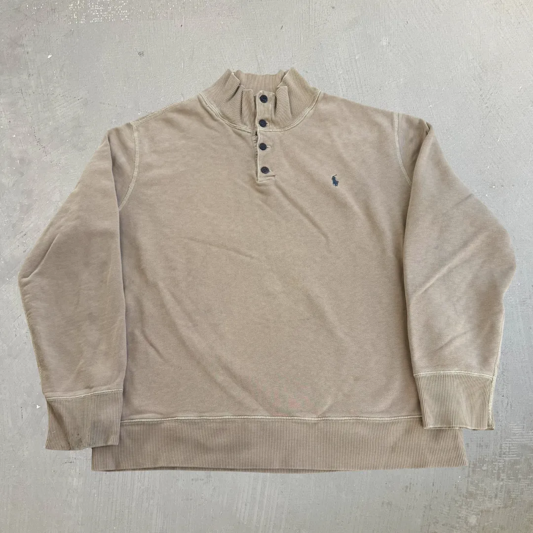 J- Vintage Polo RL Embroidered Henley Crewneck - 2XL sold by HG Vintage