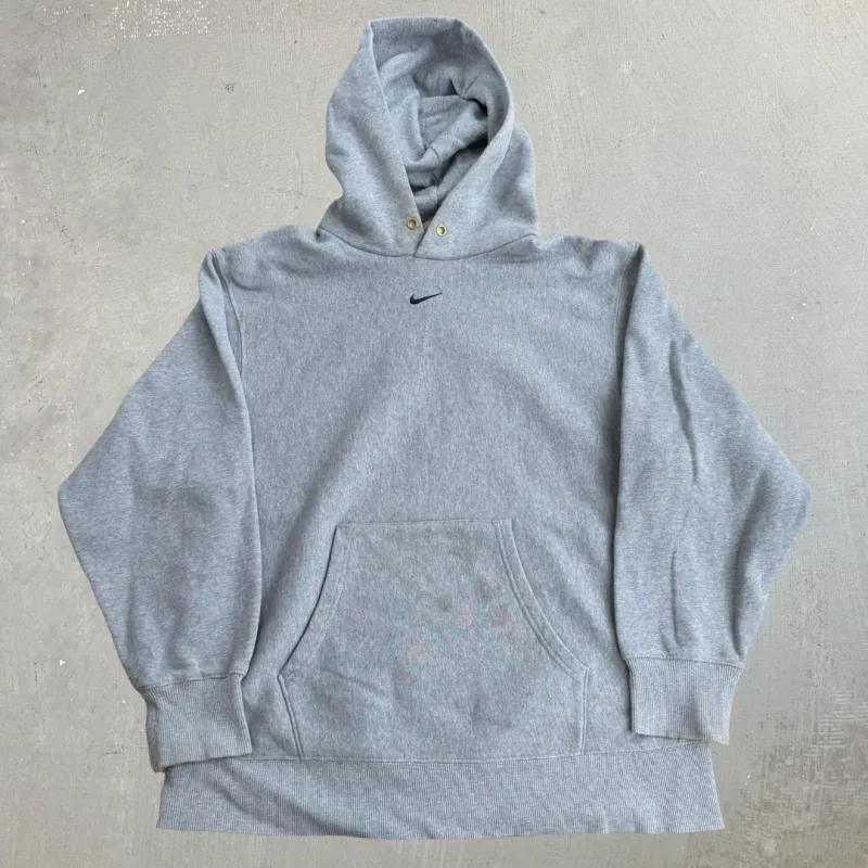 J- Vintage Nike Center Swoosh Embroidered Grey Hoodie - XL made by HG Vintage