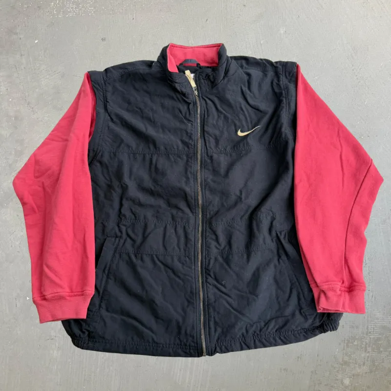 J- Vintage '90s Nike Embroidered Swoosh & Logo Removable Sleeves Zip up Lightweight Jacket - L made by HG Vintage