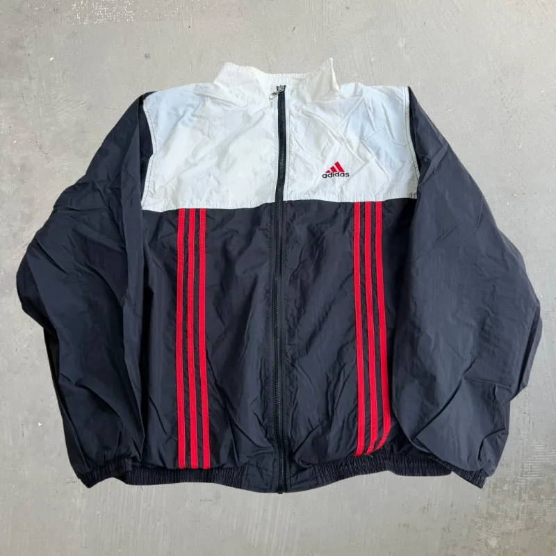 J- Vintage Adidas Embroidered Logo Zip Up Lightweight Jacket - XL made by HG Vintage