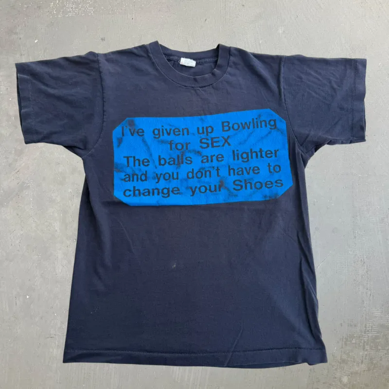 J- Vintage 90s I've Given Up Bowling For Sex Text Single Stitch Tee - M made by HG Vintage