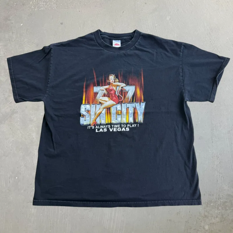 J- Vintage Las Vegas Sin City Its Time To Play Graphic Tennessee River Tag Tee - XL made by HG Vintage