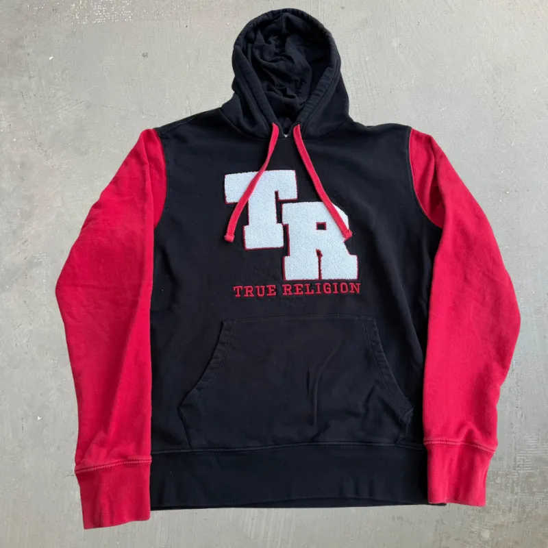 J- Vintage True Religion Embroidered Chenille Text Hoodie - L made by HG Vintage