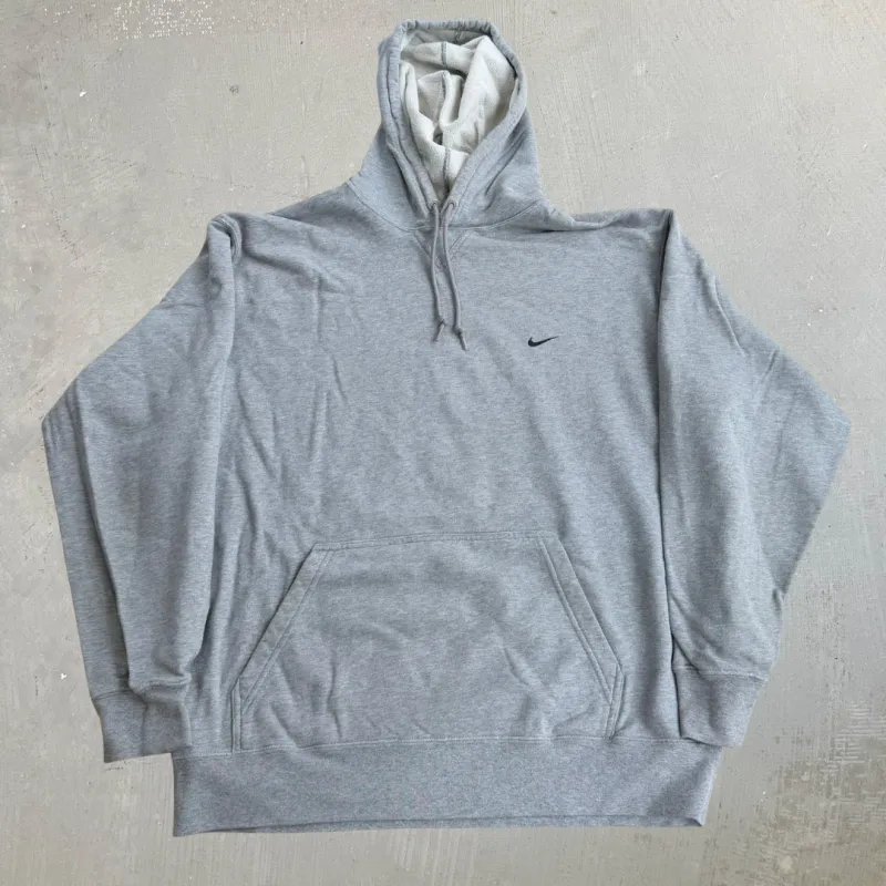 J- Vintage Y2K Nike Swoosh Embroidered Grey Hoodie - 2XL made by HG Vintage