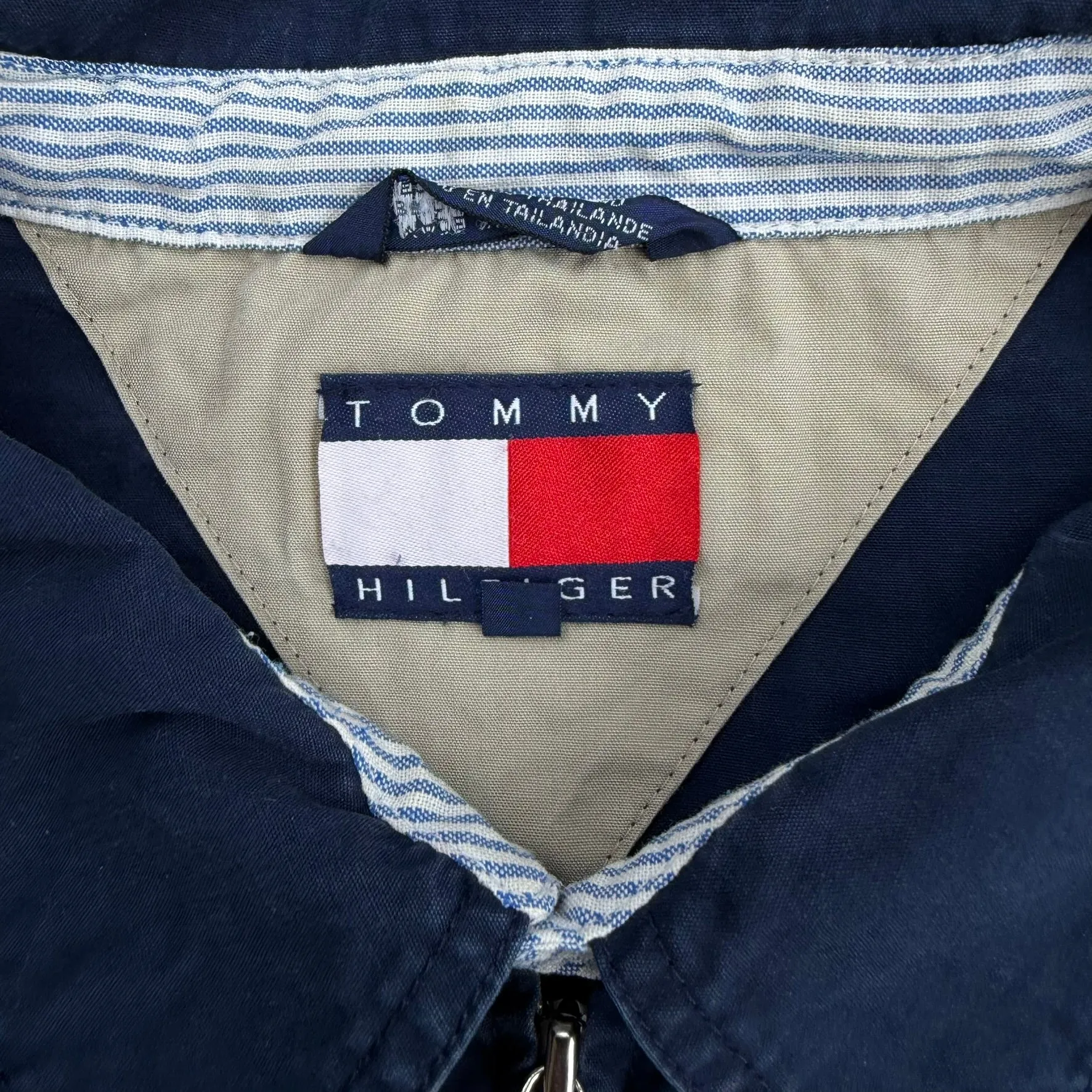 J- Vintage Tommy Hilfiger Embroidered Crest Navy Harrington Lightweight Jacket - XL sold by HG Vintage product image thumbnail 4