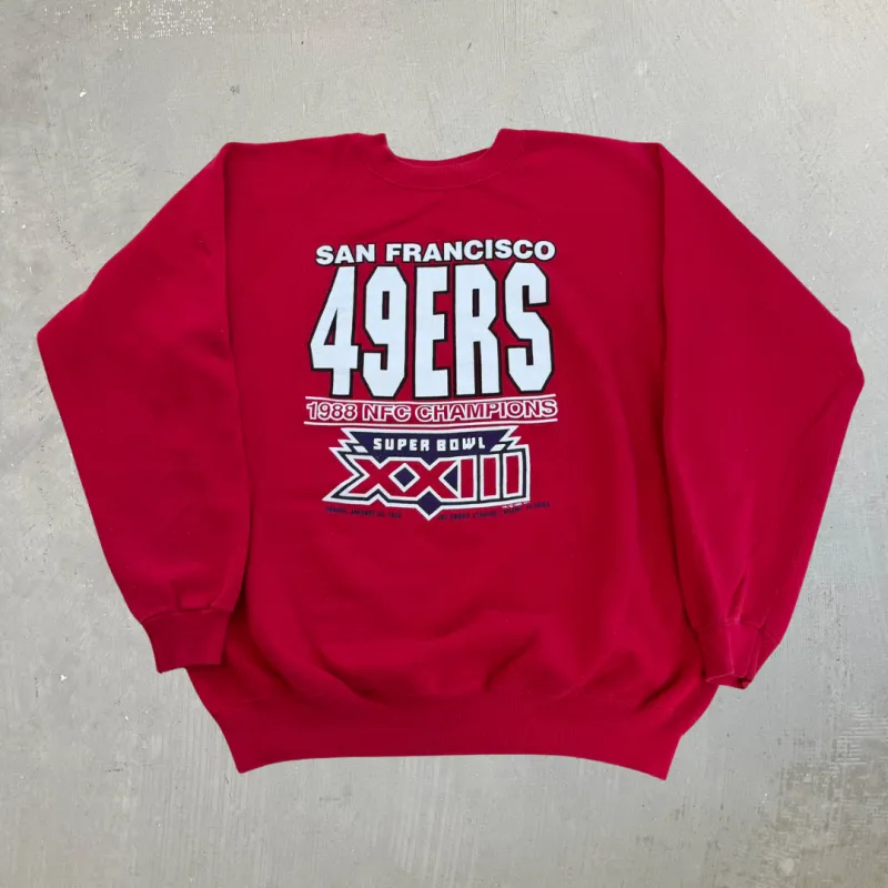 J- Vintage '88 San Francisco 49ers NFC Champs NFL Graphic Crewneck - L made by HG Vintage