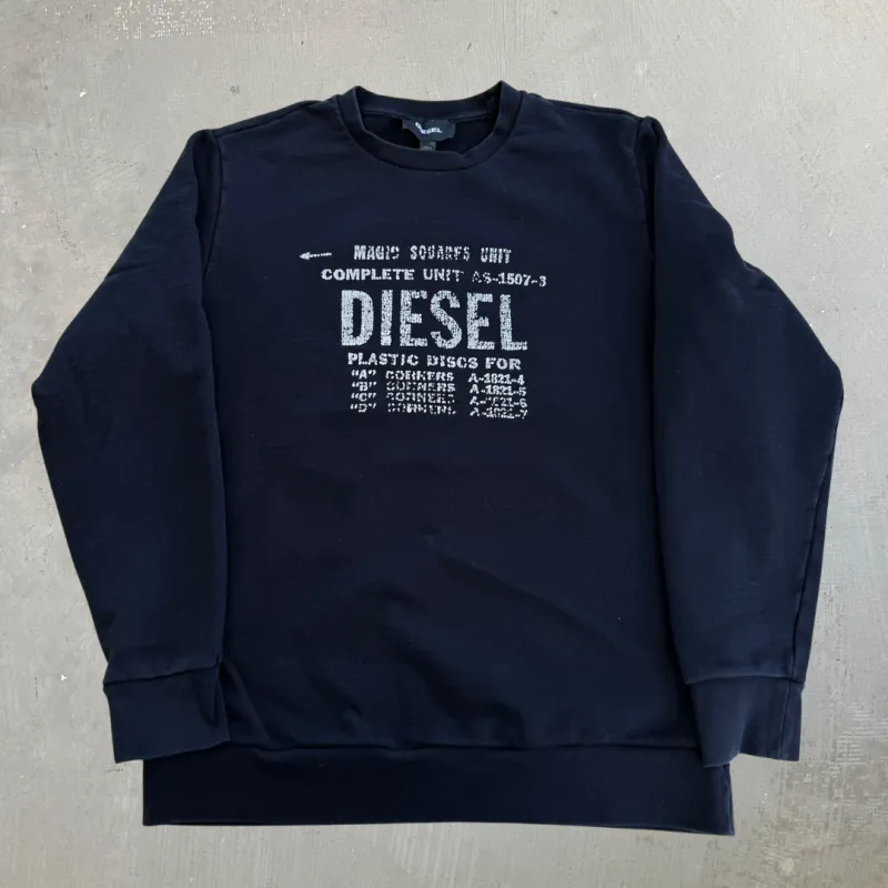 J- Vintage Diesel Magic Squares Unit Text Crewneck - XL made by HG Vintage