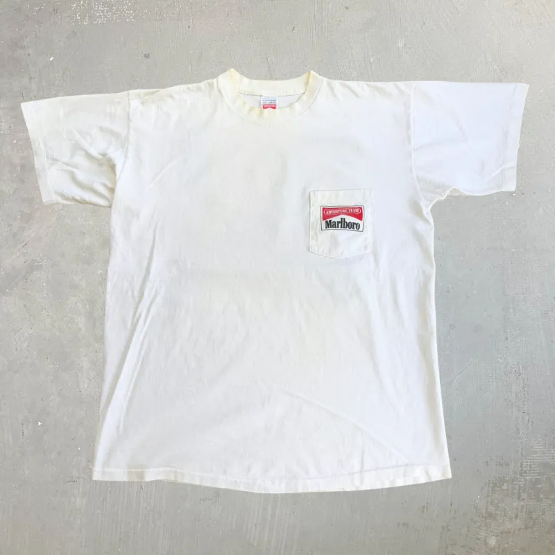 J- Vintage Marlboro Adventure Team Race Car Graphic Made In USA Single Stitch Pocket Tee - OSFA (fits L) made by HG Vintage