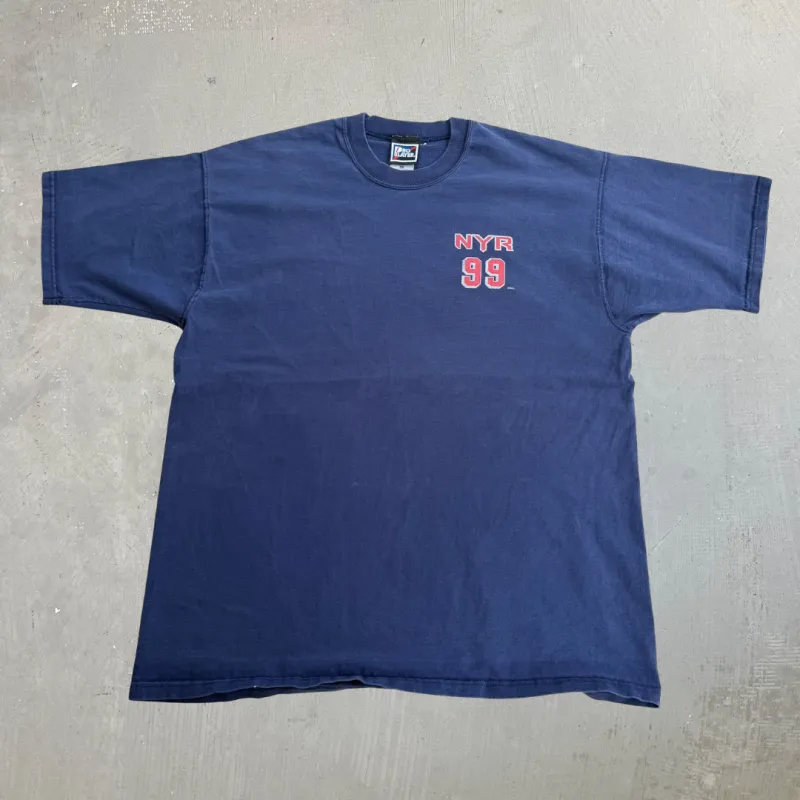 J- Vintage '99 Wayne Gretzky New York Rangers NHL The Great One Accolade Pro Player Tag Tee - XL made by HG Vintage