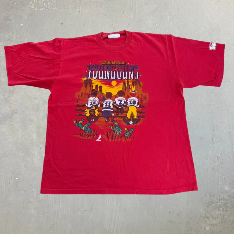 J- Vintage '93 Winnipeg Jets NHL Young Guns Graphic Single Stitch Tee - L made by HG Vintage