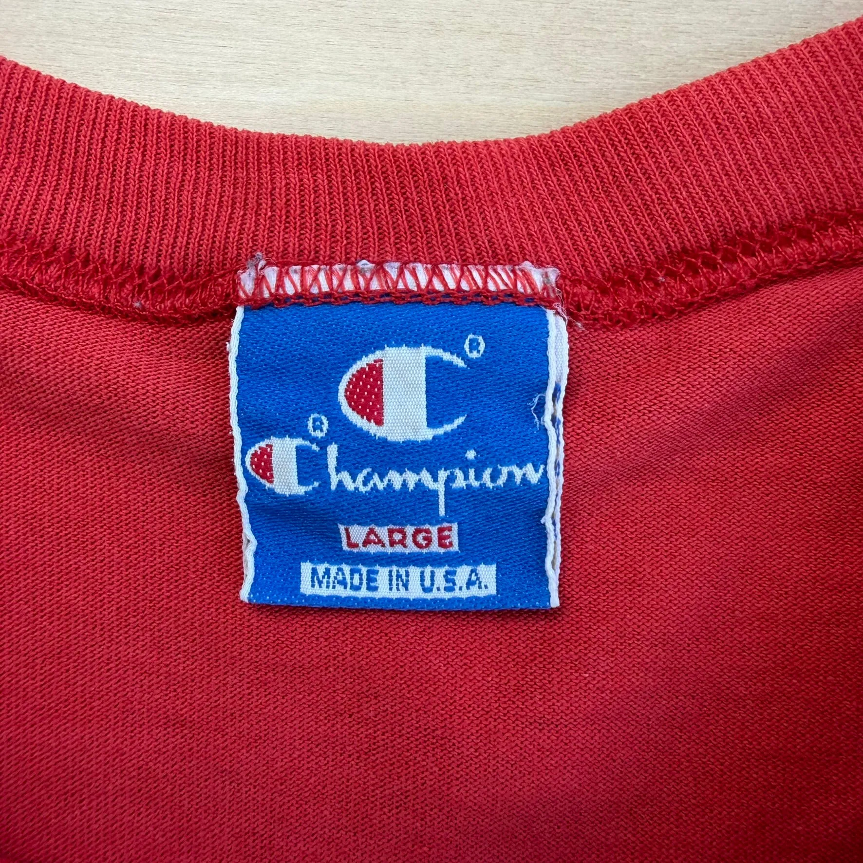 J- Vintage Champion Embroidered Logo Sleeve Made In USA Single Stitch Tee - L sold by HG Vintage product image thumbnail 4
