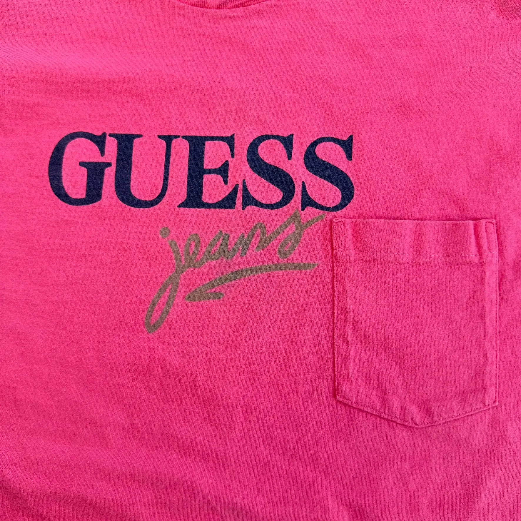 J- Vintage Guess Jeans Text Single Stitch Pocket Tee - M (fits L) sold by HG Vintage product image thumbnail 2