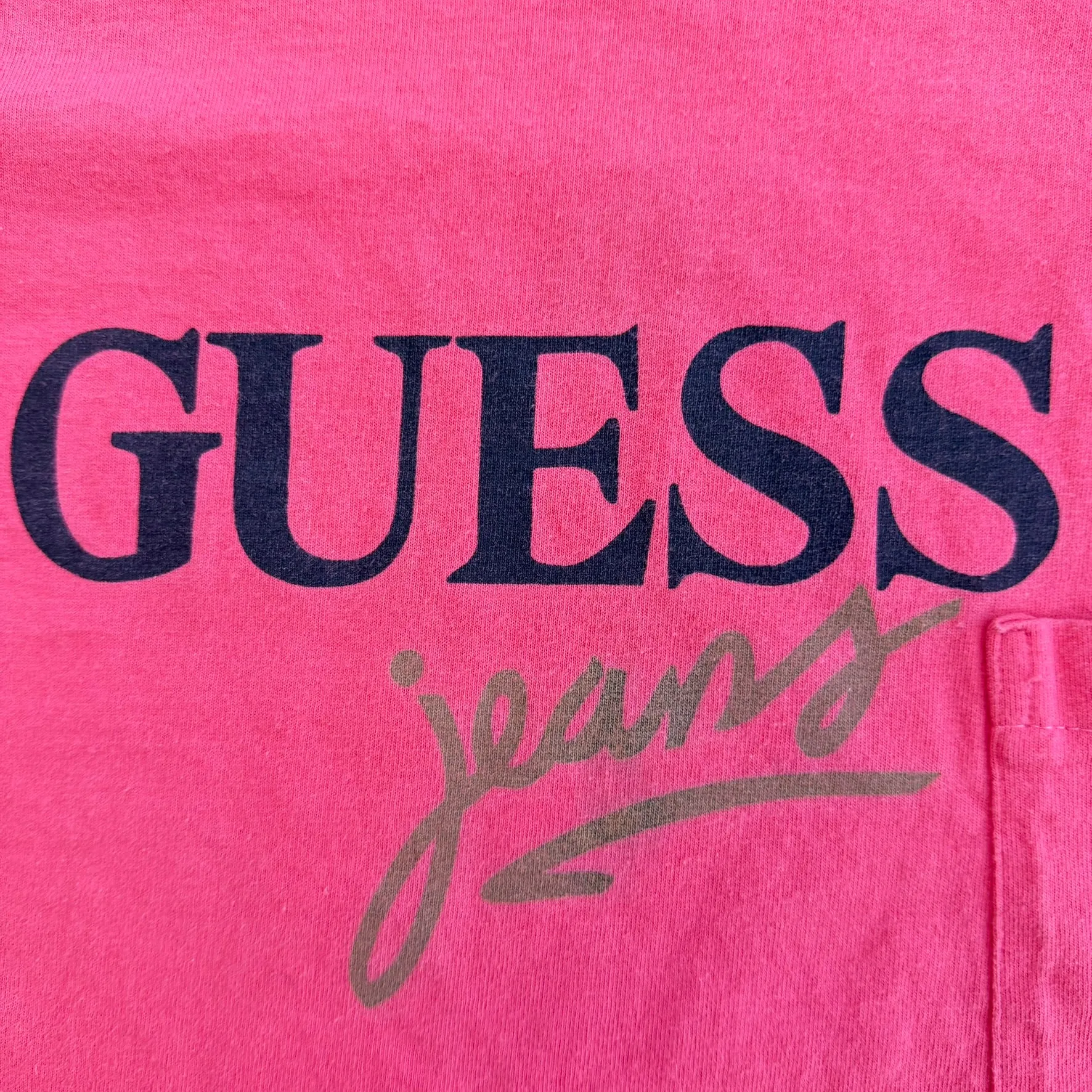 J- Vintage Guess Jeans Text Single Stitch Pocket Tee - M (fits L) sold by HG Vintage product image thumbnail 3