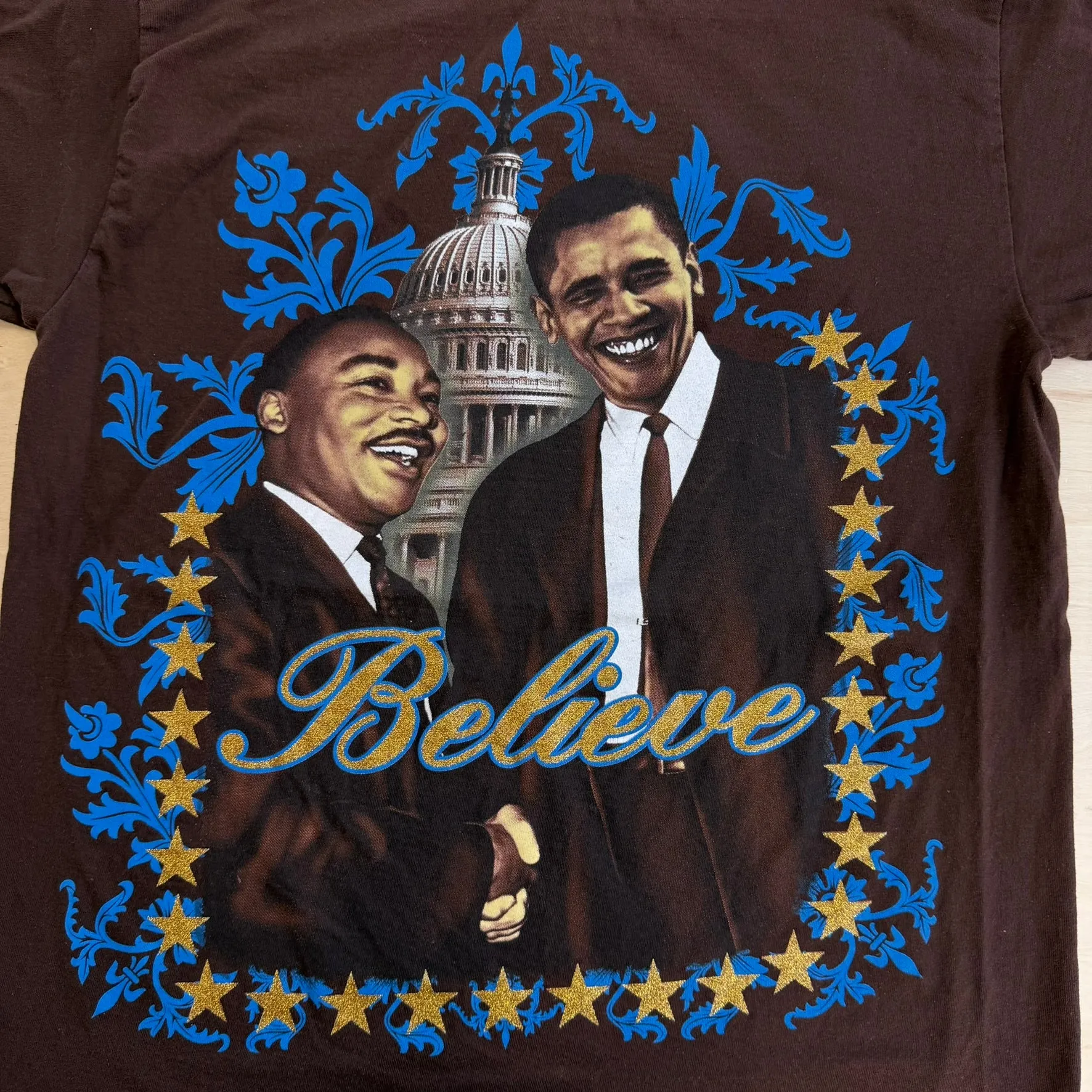 J- Vintage MLK & Obama Believe Text & Graphic Tee - L (fits XL) sold by HG Vintage product image thumbnail 2