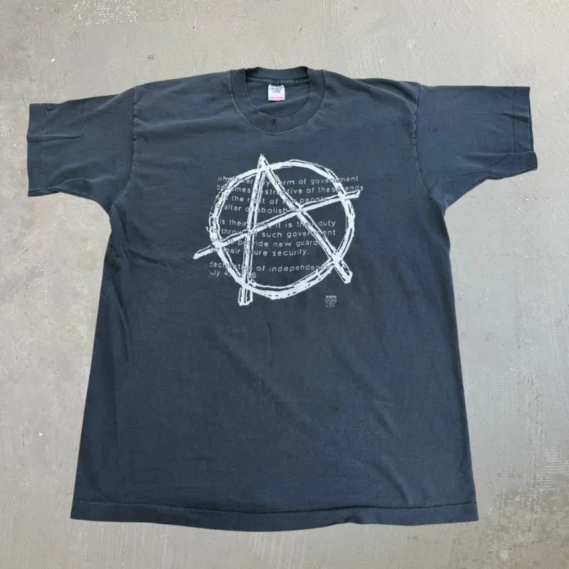 J- Vintage '93 USA For The Win Anarchy Graphic Made In USA Single Stitch Tee - XL made by HG Vintage