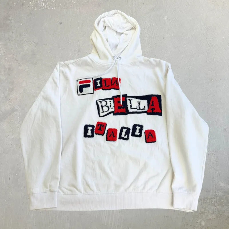 J- Fila Biella Italia Chenille Embroidery Hoodie - 2XL made by HG Vintage