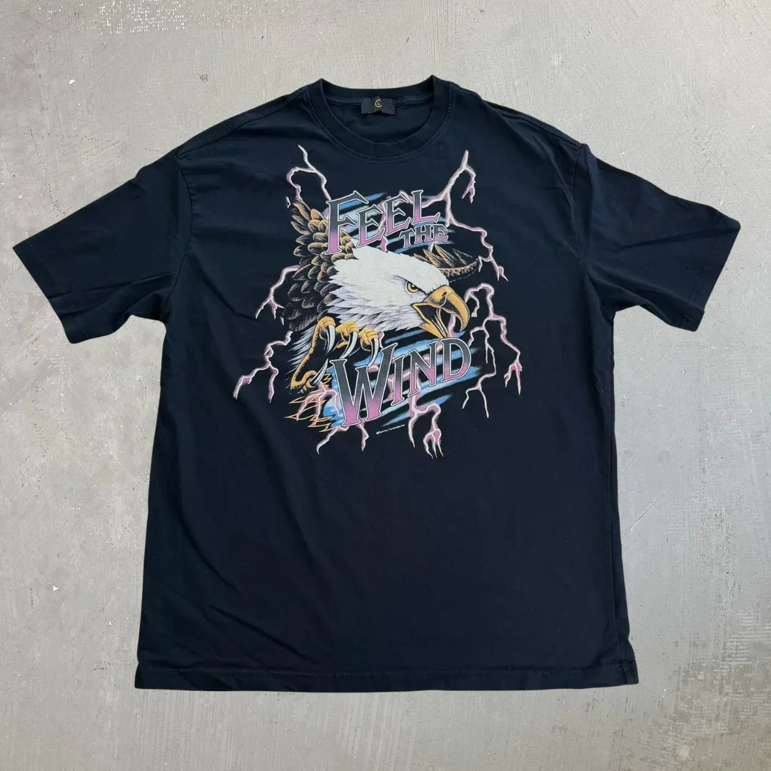 J- Vintage Feel The Wind Eagle & Thunder Graphic Tee - L sold by HG Vintage