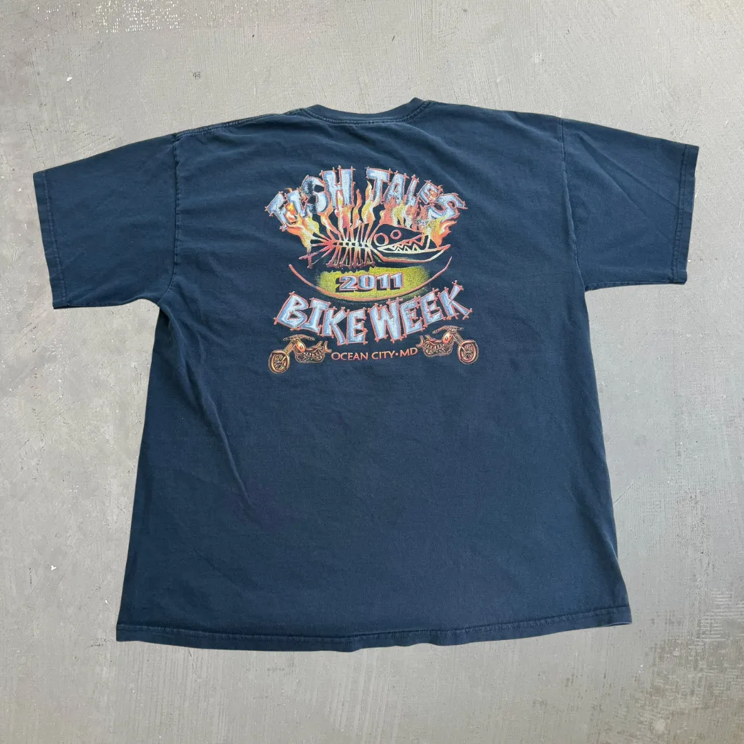 J- Vintage '11 Fish Tales Ocean City Bike Week Graphic Pocket Tee - XL sold by HG Vintage product image thumbnail 3